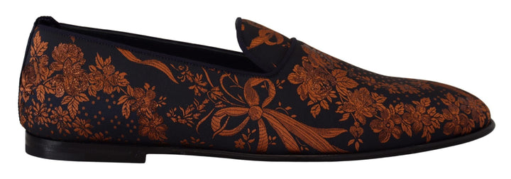 Men’s Dolce &amp; Gabbana Blue Rust Floral Slippers Loafers Shoes