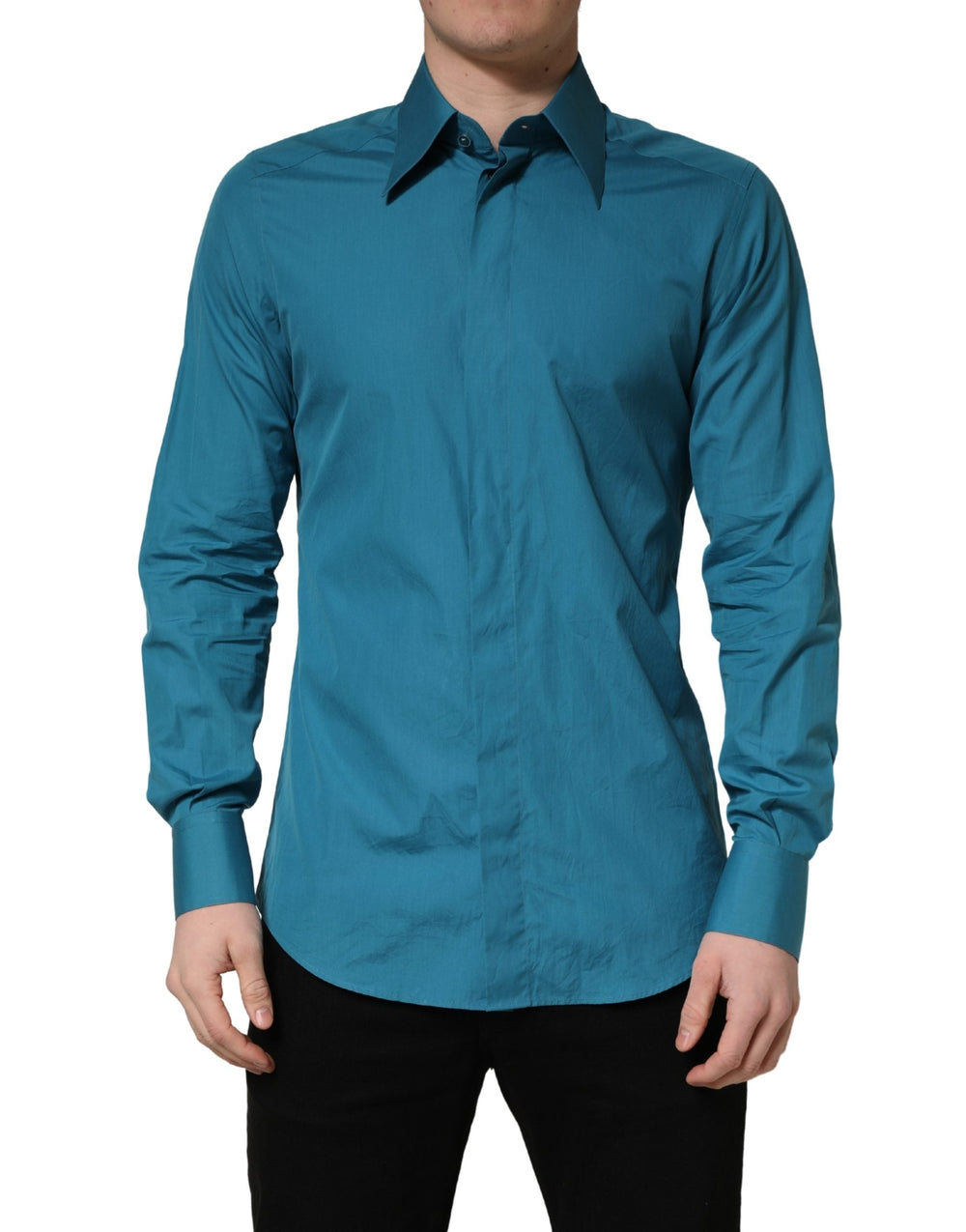 Dolce & Gabbana Blue Sartoria Long Sleeve Cotton Dress Shirt