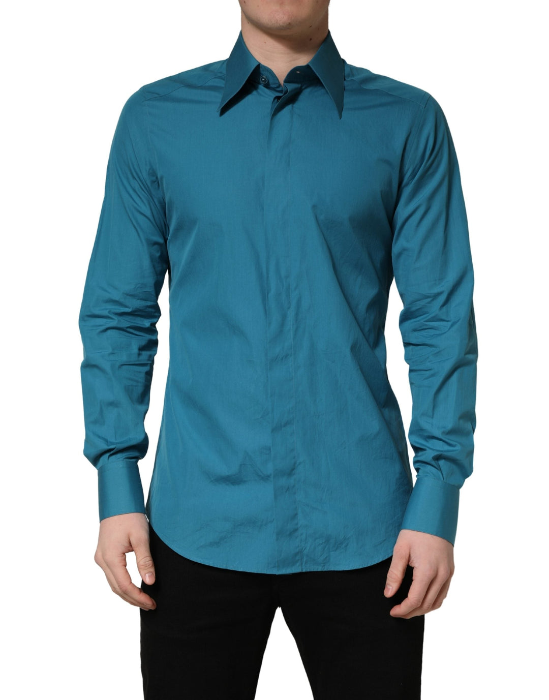 Dolce &amp; Gabbana Blue Sartoria Long Sleeve Cotton Dress Shirt