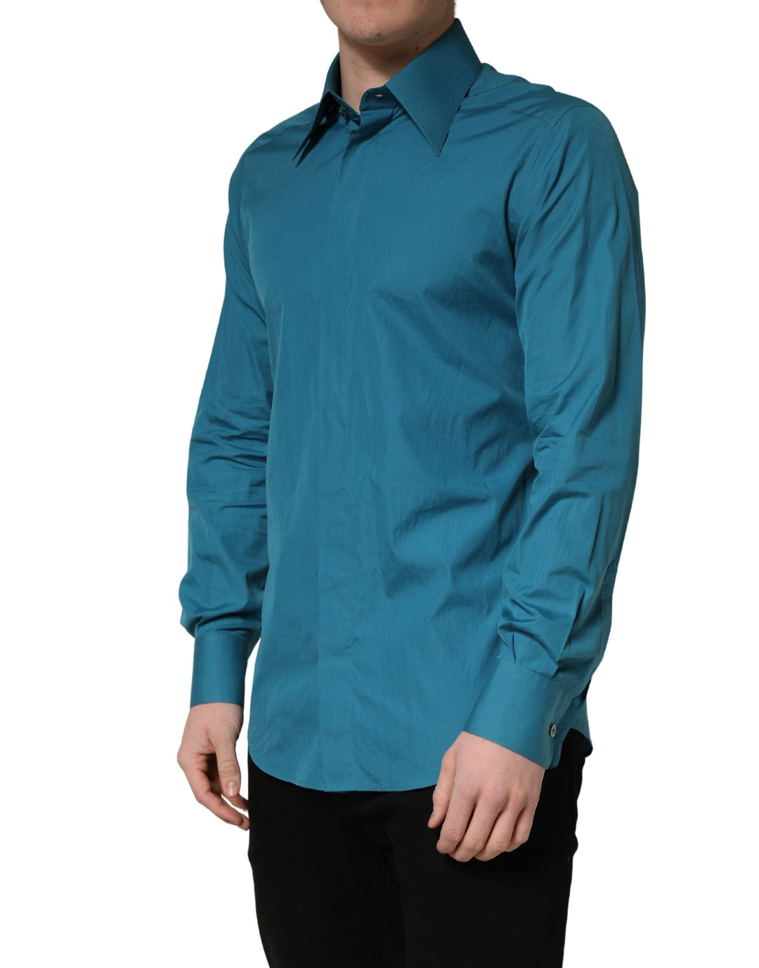 Dolce &amp; Gabbana Blue Sartoria Long Sleeve Cotton Dress Shirt