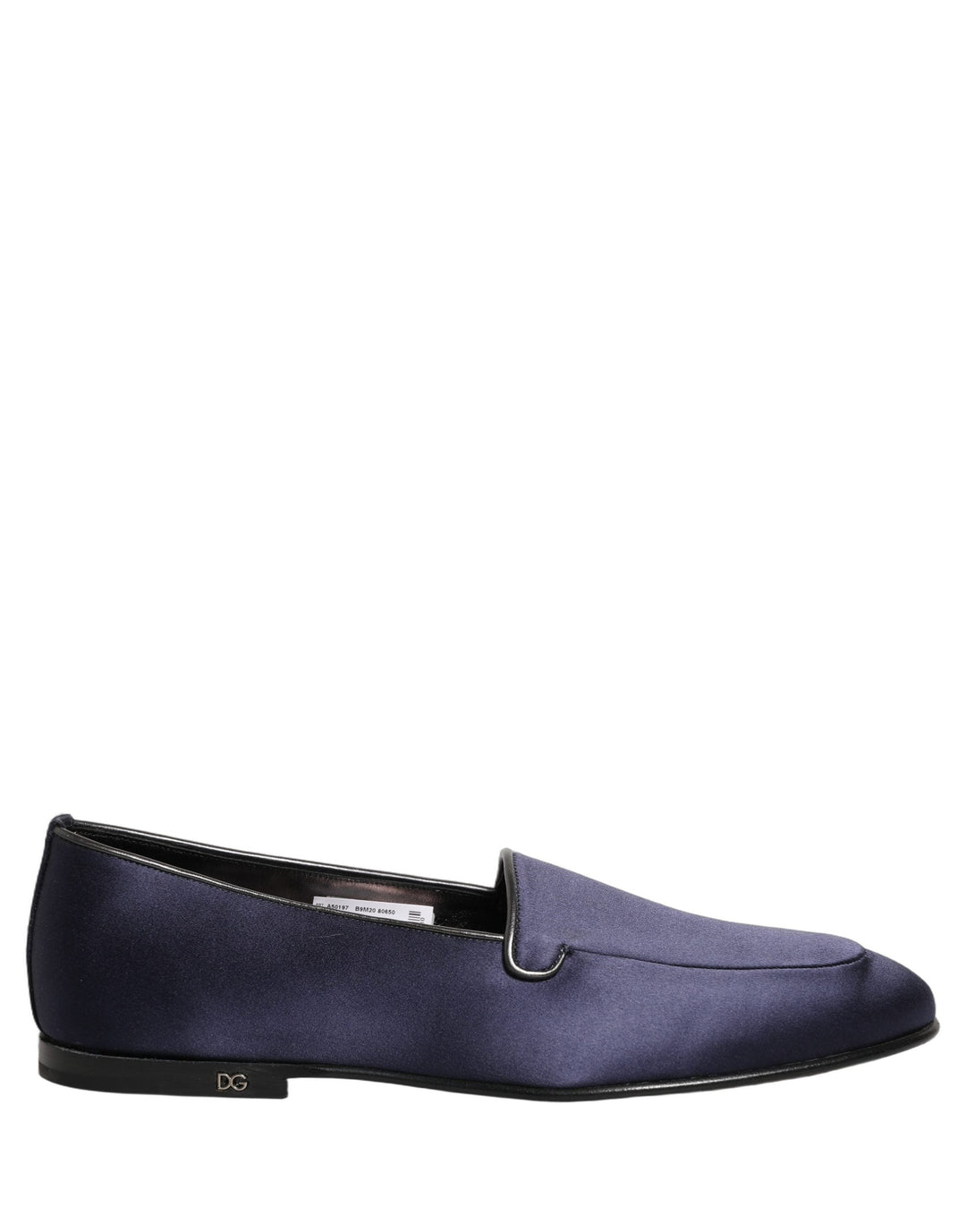 Men’s Dolce &amp; Gabbana Blue Satin Logo Slip on Flats Loafers Shoes
