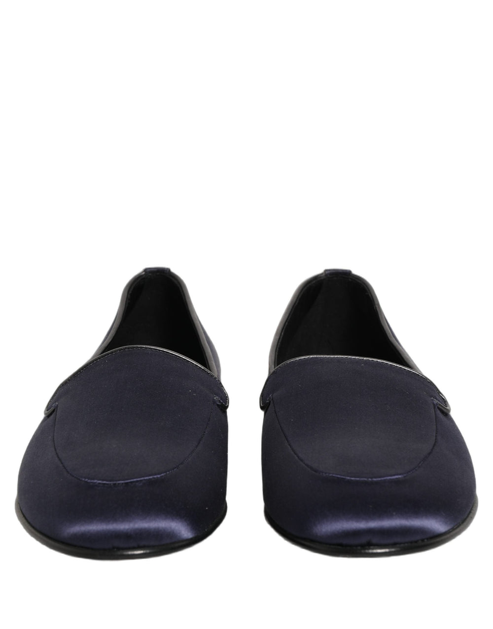 Men’s Dolce & Gabbana Blue Satin Logo Slip on Flats Loafers Shoes