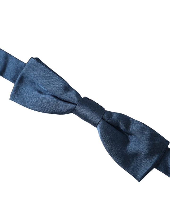 Men’s Dolce &amp; Gabbana Blue Satin Silk Adjustable Neck Men Bow Tie