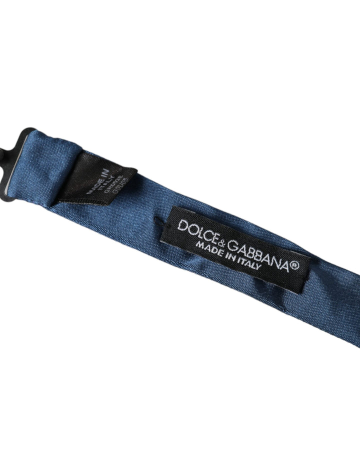 Men’s Dolce &amp; Gabbana Blue Satin Silk Adjustable Neck Men Bow Tie