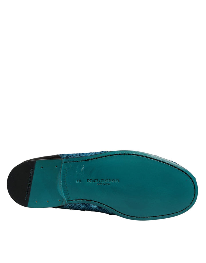 Men’s Dolce &amp; Gabbana Blue Sequined Loafers Formal Dress Shoes