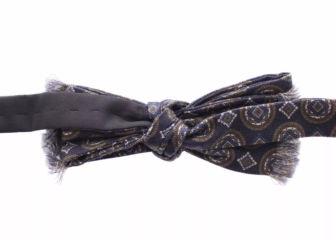Men’s Dolce &amp; Gabbana Blue Silk Baroque Fantasi Tied Bow Tie Papillon