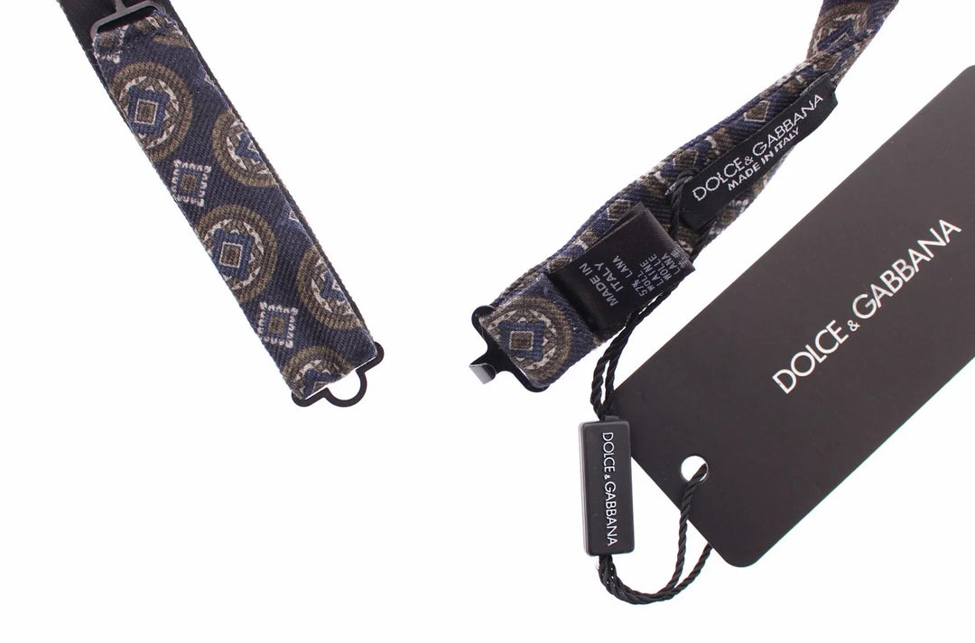 Men’s Dolce &amp; Gabbana Blue Silk Baroque Fantasi Tied Bow Tie Papillon