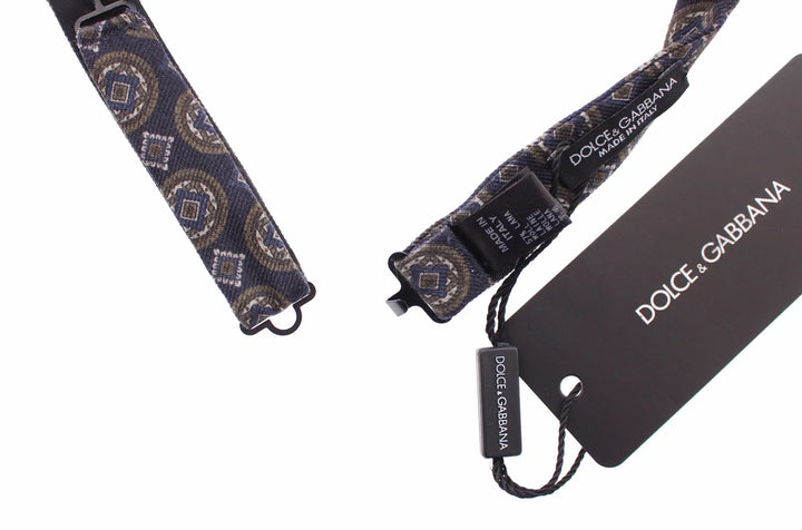 Men’s Dolce &amp; Gabbana Blue Silk Baroque Fantasi Tied Bow Tie Papillon