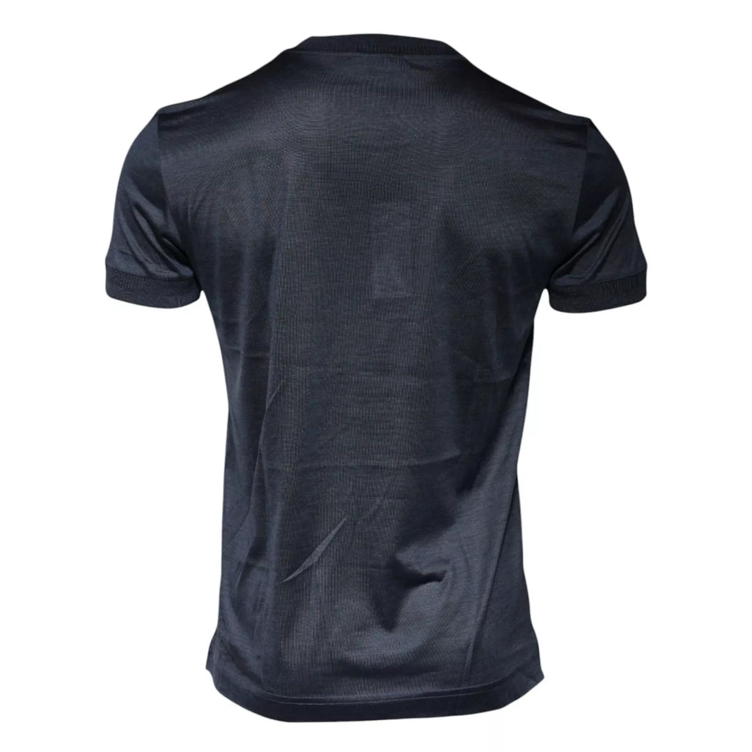 Dolce &amp; Gabbana Blue Silk Crew Neck Short Sleeves Men T-shirt