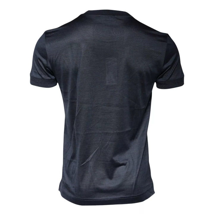Dolce &amp; Gabbana Blue Silk Crew Neck Short Sleeves Men T-shirt