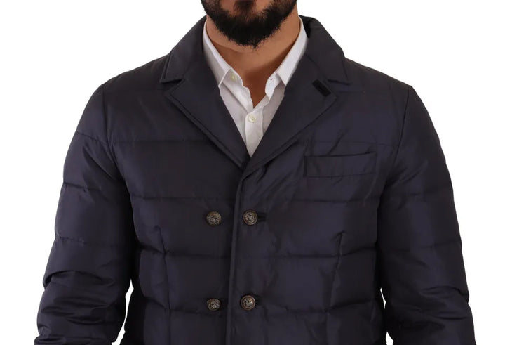 Men’s Dolce &amp; Gabbana Blue Silk Goat Coat Blouson Winter Jacket