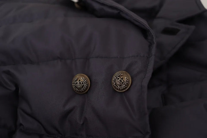 Men’s Dolce &amp; Gabbana Blue Silk Goat Coat Blouson Winter Jacket