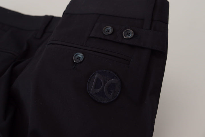 Dolce &amp; Gabbana Blue Stretch Cotton Slim Trousers Chinos Pants