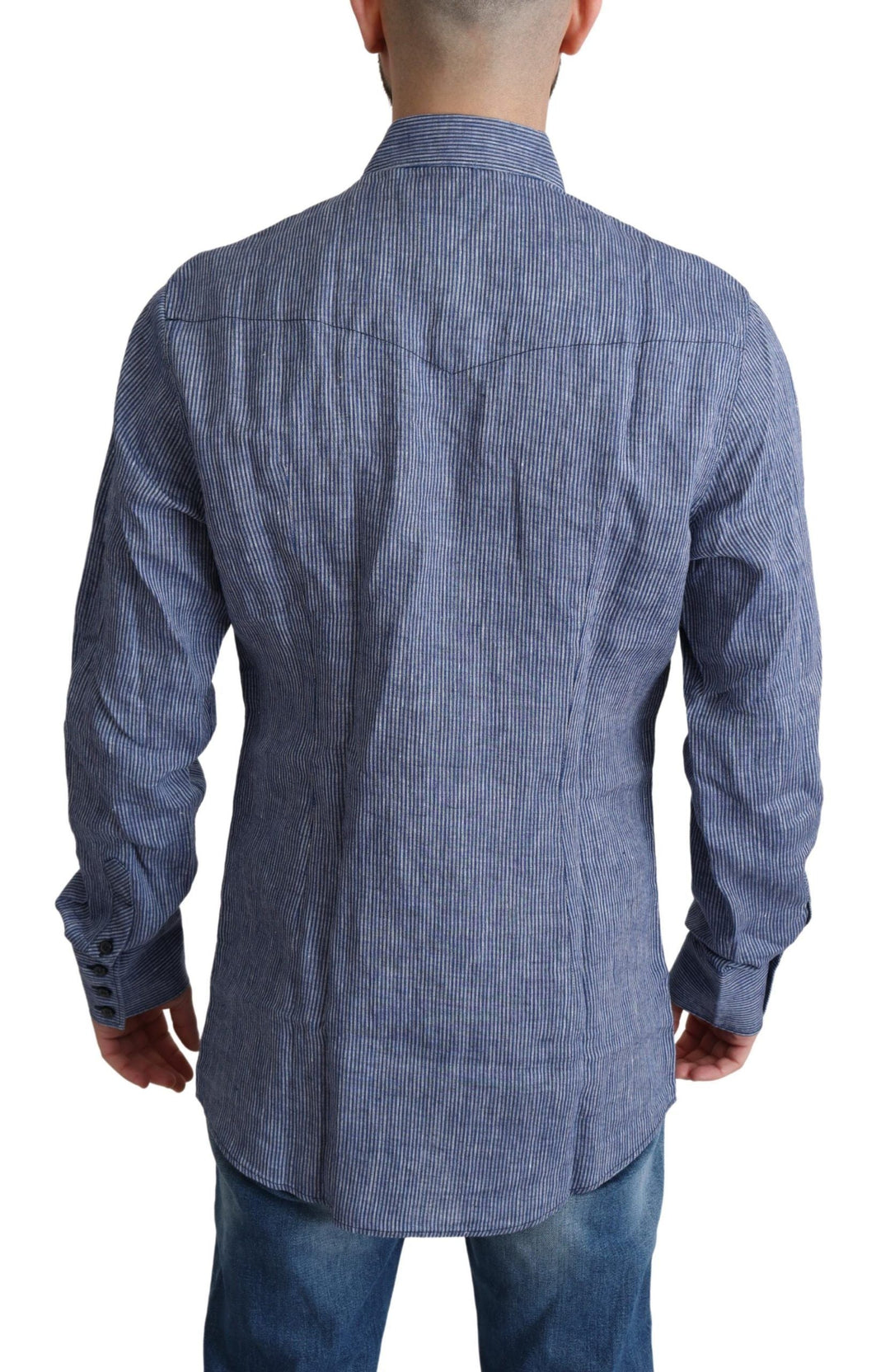 Men’s Dolce &amp; Gabbana Blue Stripes Men Casual Button Down Shirt