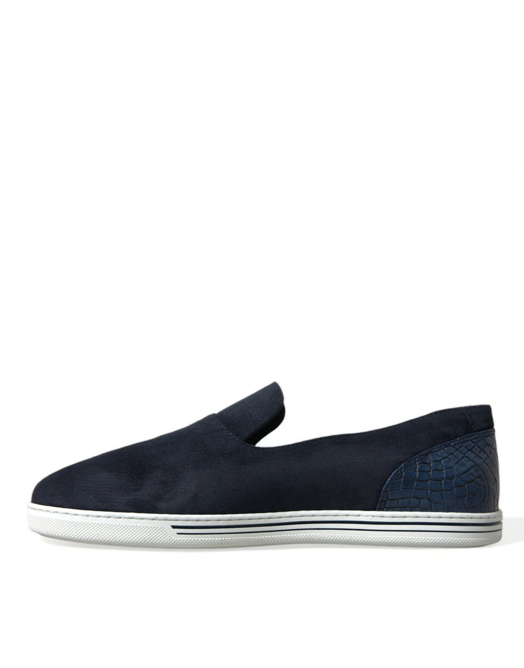 Men’s Dolce &amp; Gabbana Blue Suede Caiman Loafers Saint Tropez Shoes