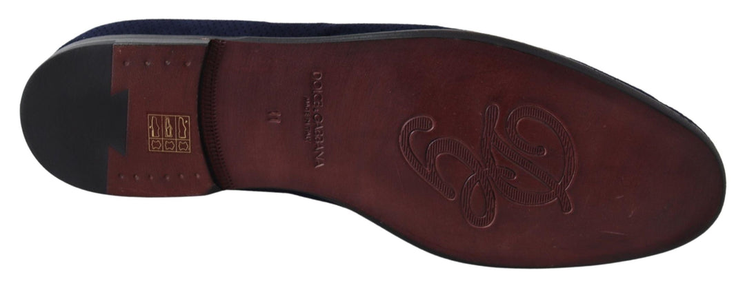 Men’s Dolce &amp; Gabbana Blue Suede Caiman Loafers Slippers Shoes