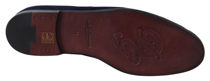 Men’s Dolce &amp; Gabbana Blue Suede Caiman Loafers Slippers Shoes