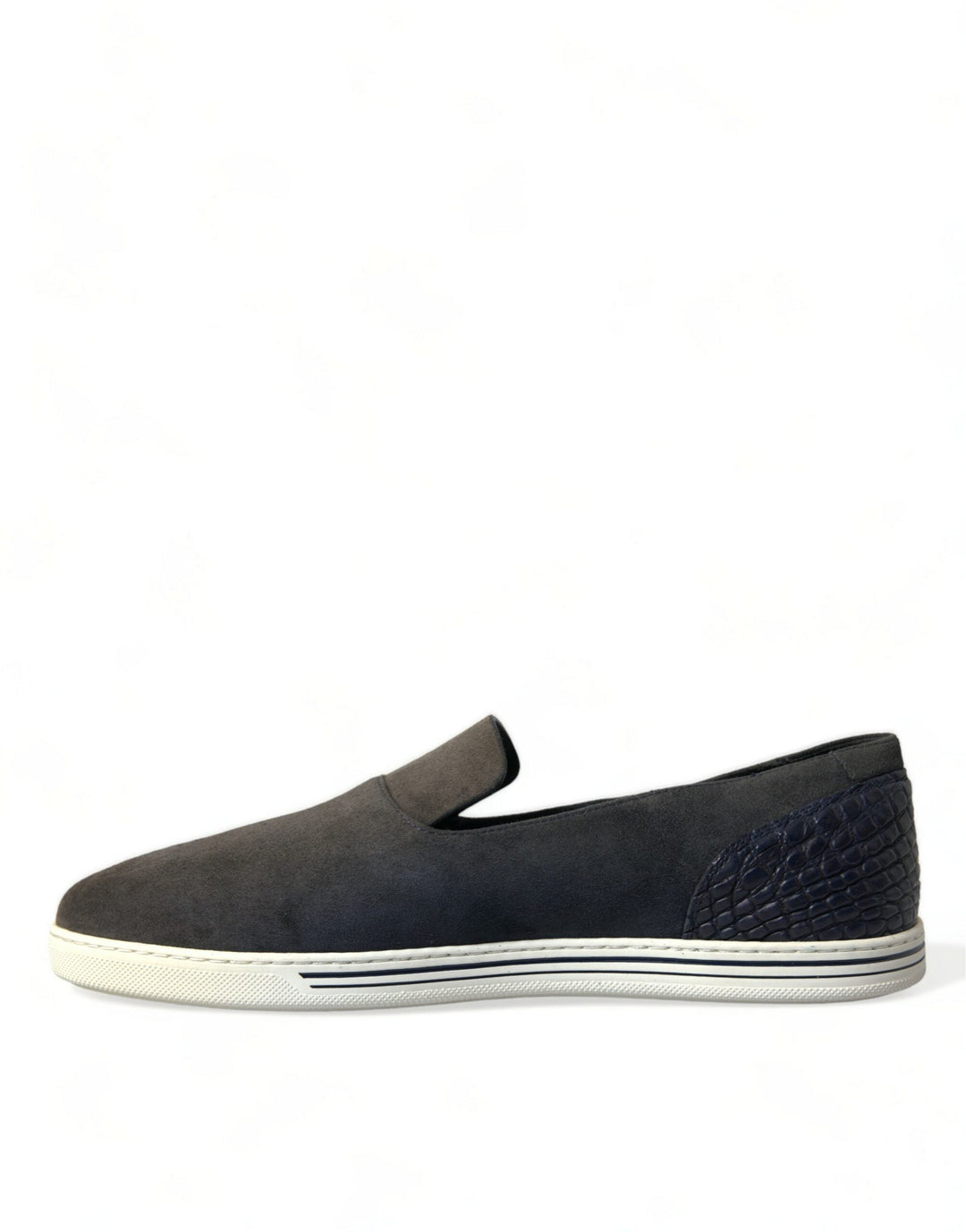 Men’s Dolce &amp; Gabbana Blue Suede Caiman Men Loafers Slippers Shoes