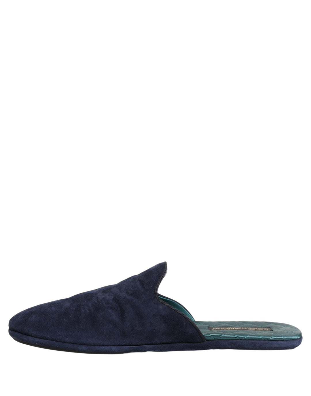 Men’s Dolce &amp; Gabbana Blue Suede Slides Flat Slipper Men Shoes