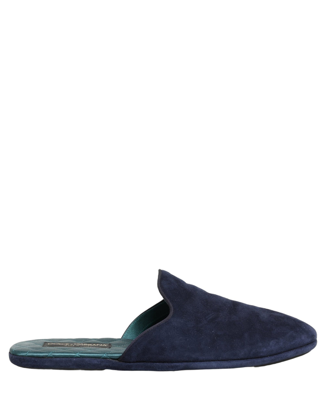 Men’s Dolce &amp; Gabbana Blue Suede Slides Flat Slipper Men Shoes