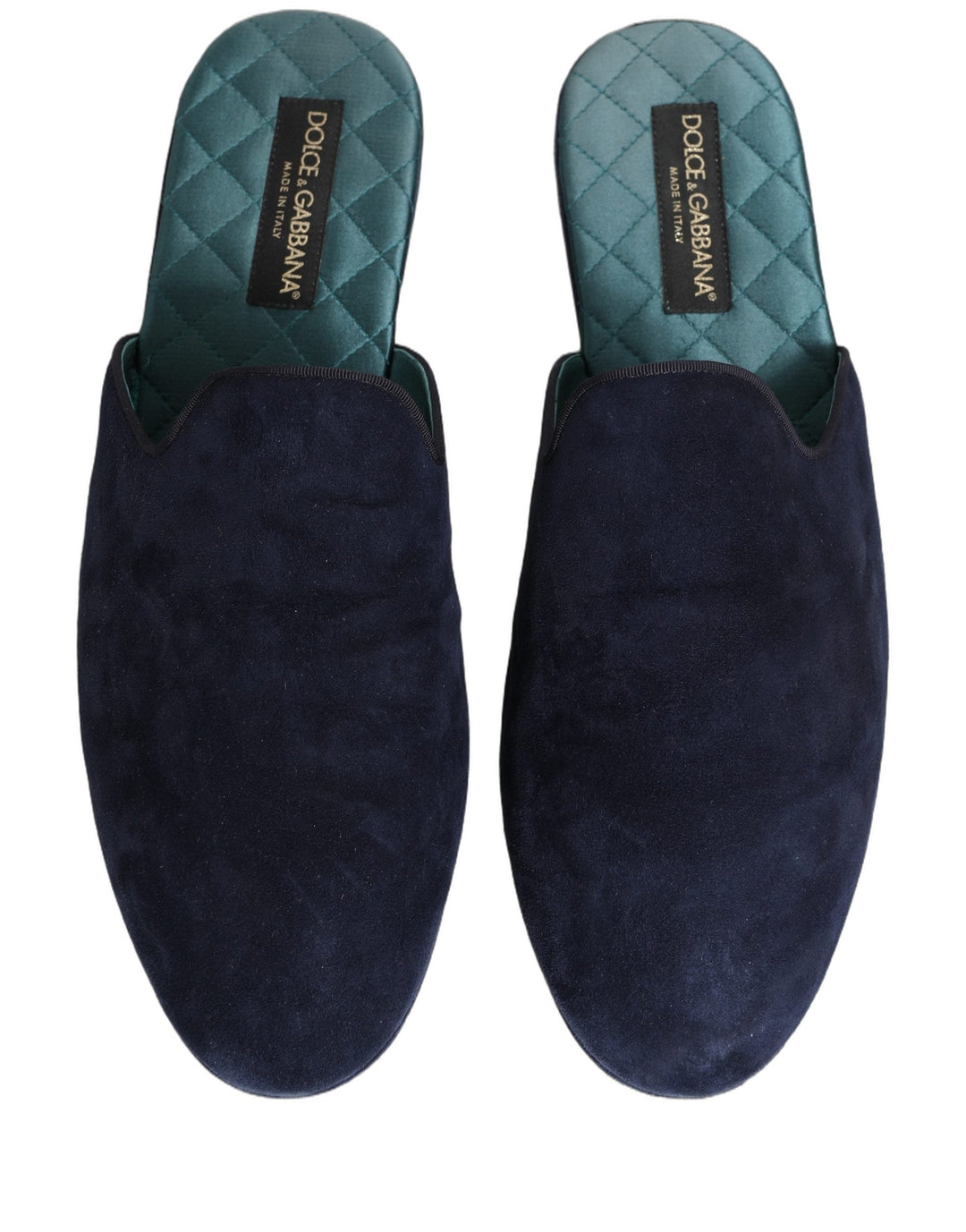 Men’s Dolce &amp; Gabbana Blue Suede Slides Flat Slipper Men Shoes