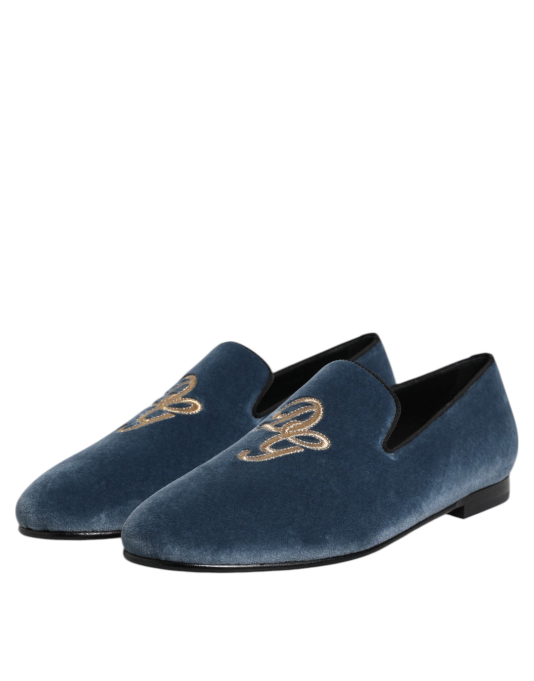 Men’s Dolce &amp; Gabbana Blue Velvet Dg Logo Loafers Formal Shoes