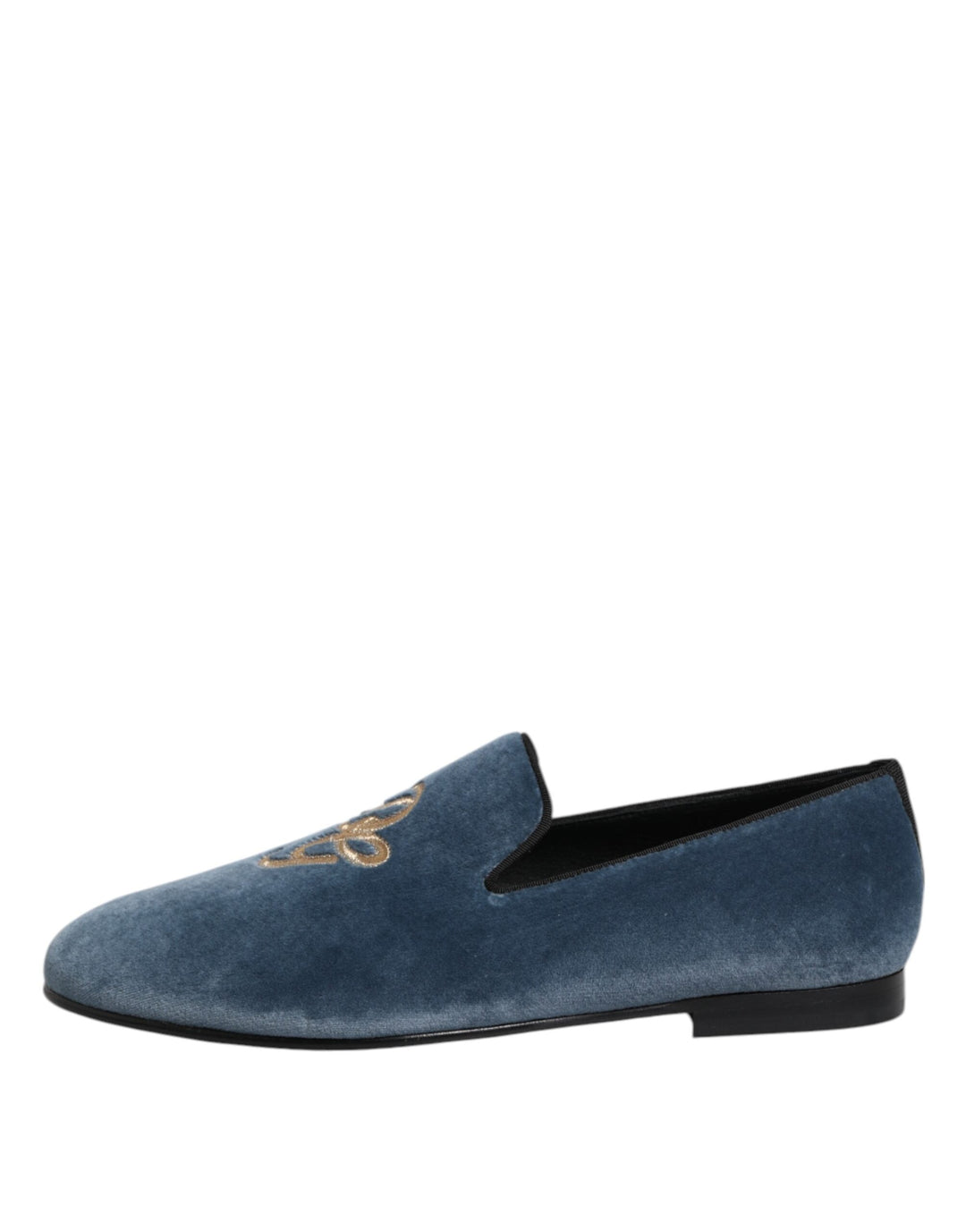 Men’s Dolce &amp; Gabbana Blue Velvet Dg Logo Loafers Formal Shoes