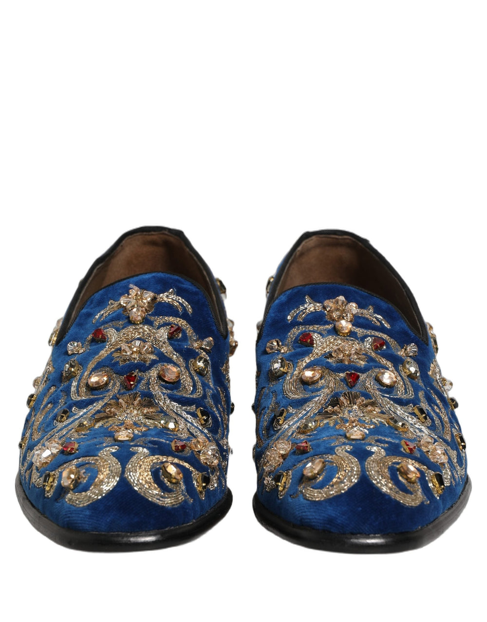 Men’s Dolce & Gabbana Blue Velvet Embellished Dress Loafers Shoes