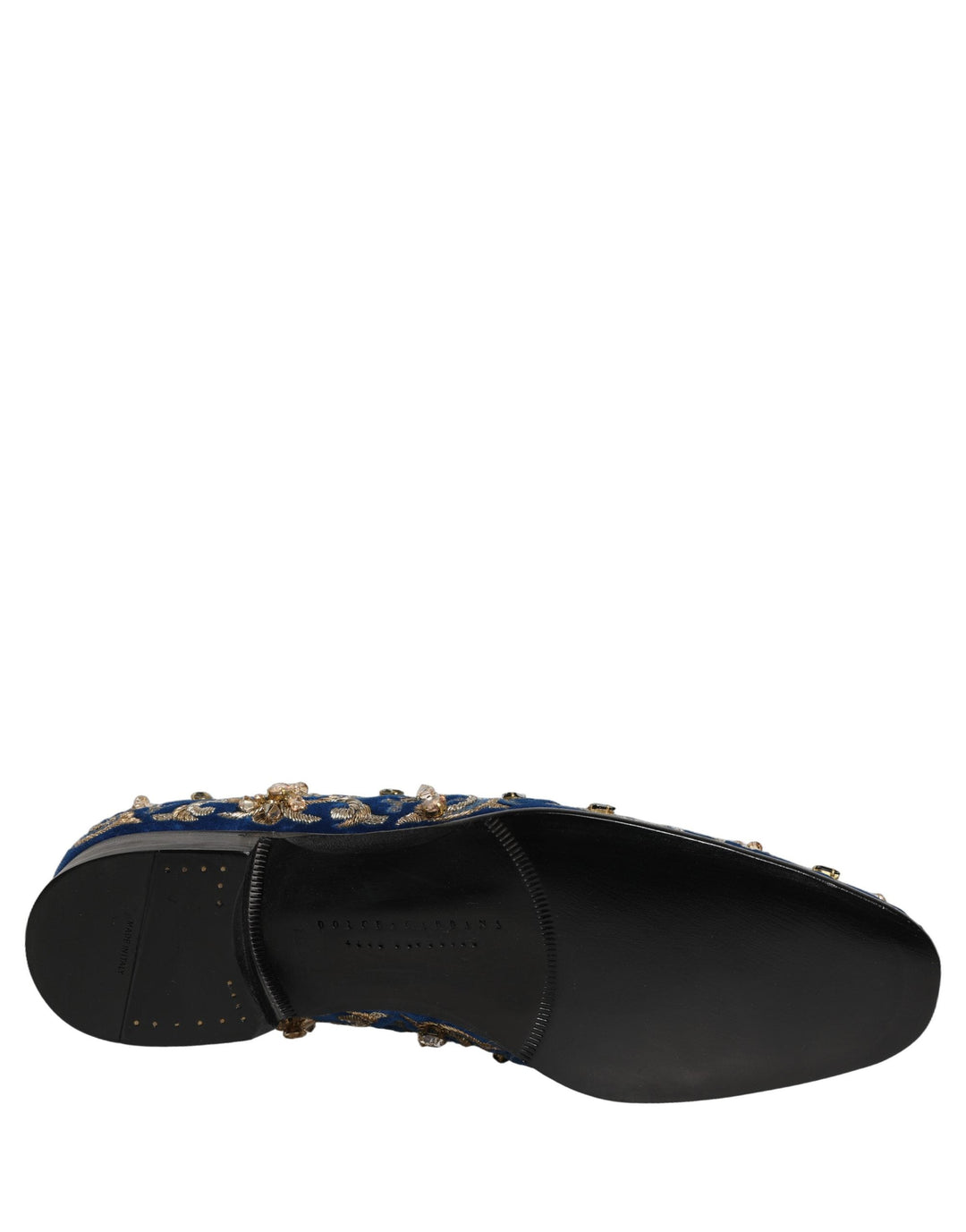 Men’s Dolce &amp; Gabbana Blue Velvet Embellished Dress Loafers Shoes