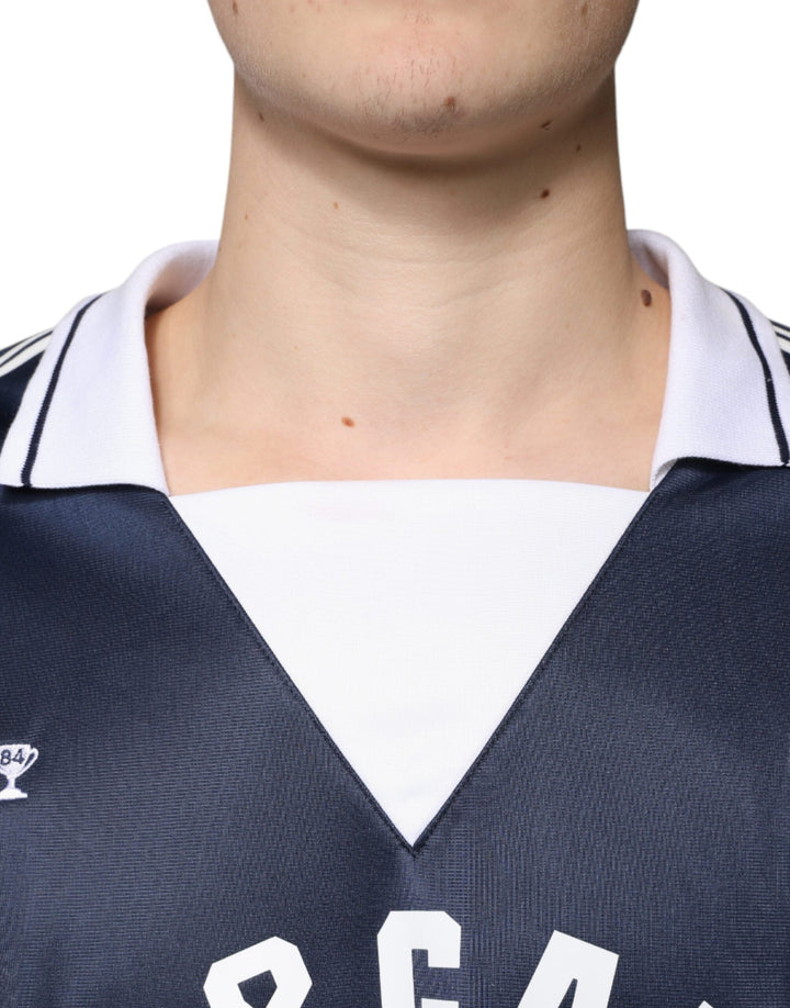Men’s Dolce &amp; Gabbana Blue White Milano Long Sleeve Jersey T-shirt