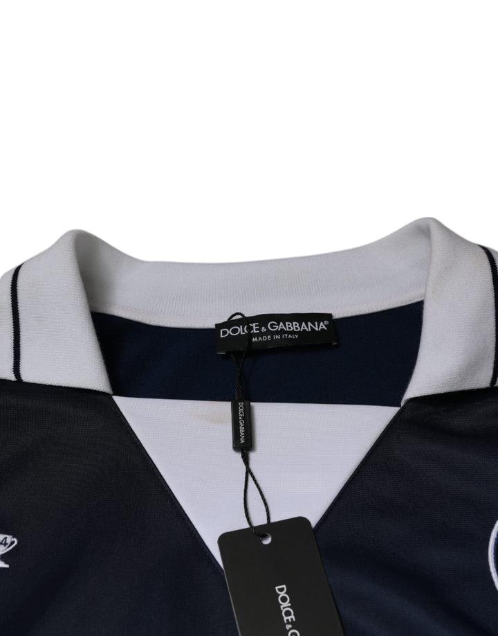 Men’s Dolce &amp; Gabbana Blue White Milano Long Sleeve Jersey T-shirt