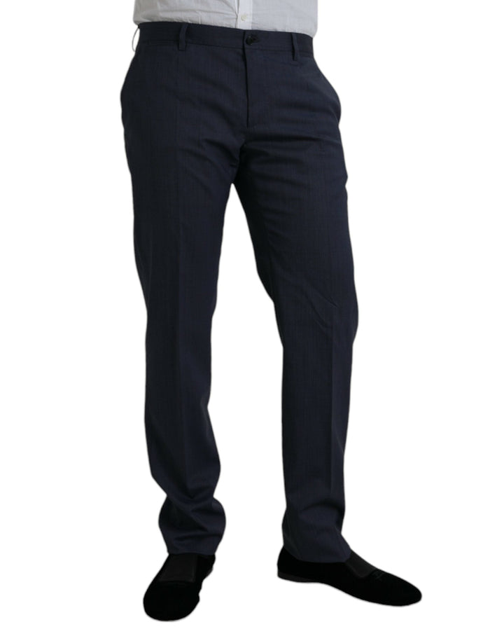 Men’s Dolce &amp; Gabbana Blue Wool Slim Fit Dress Formal Pants