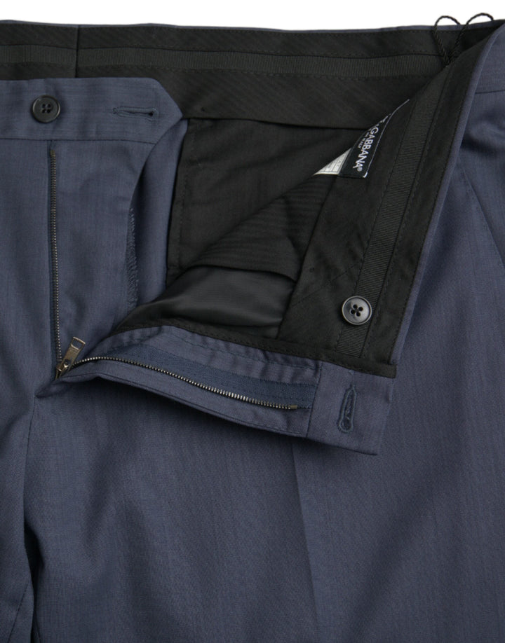 Men’s Dolce &amp; Gabbana Blue Wool Slim Fit Dress Formal Pants