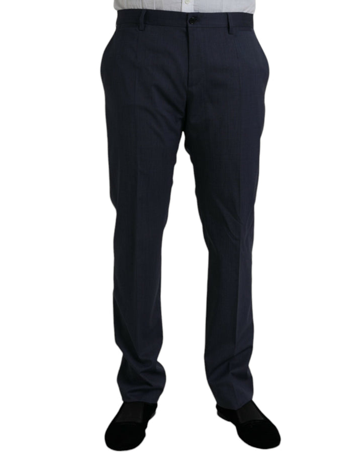 Men’s Dolce &amp; Gabbana Blue Wool Slim Fit Dress Formal Pants