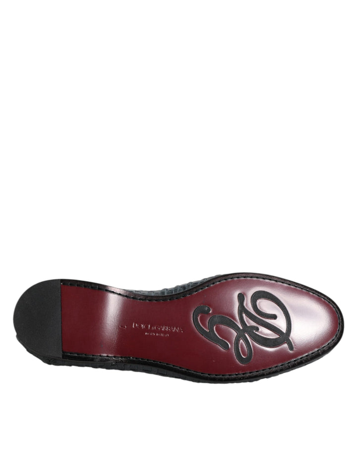 Men’s Dolce &amp; Gabbana Blue Woven Leather Slip on Loafers Shoes