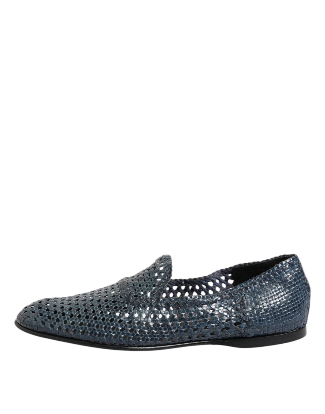 Men’s Dolce &amp; Gabbana Blue Woven Leather Slip on Loafers Shoes