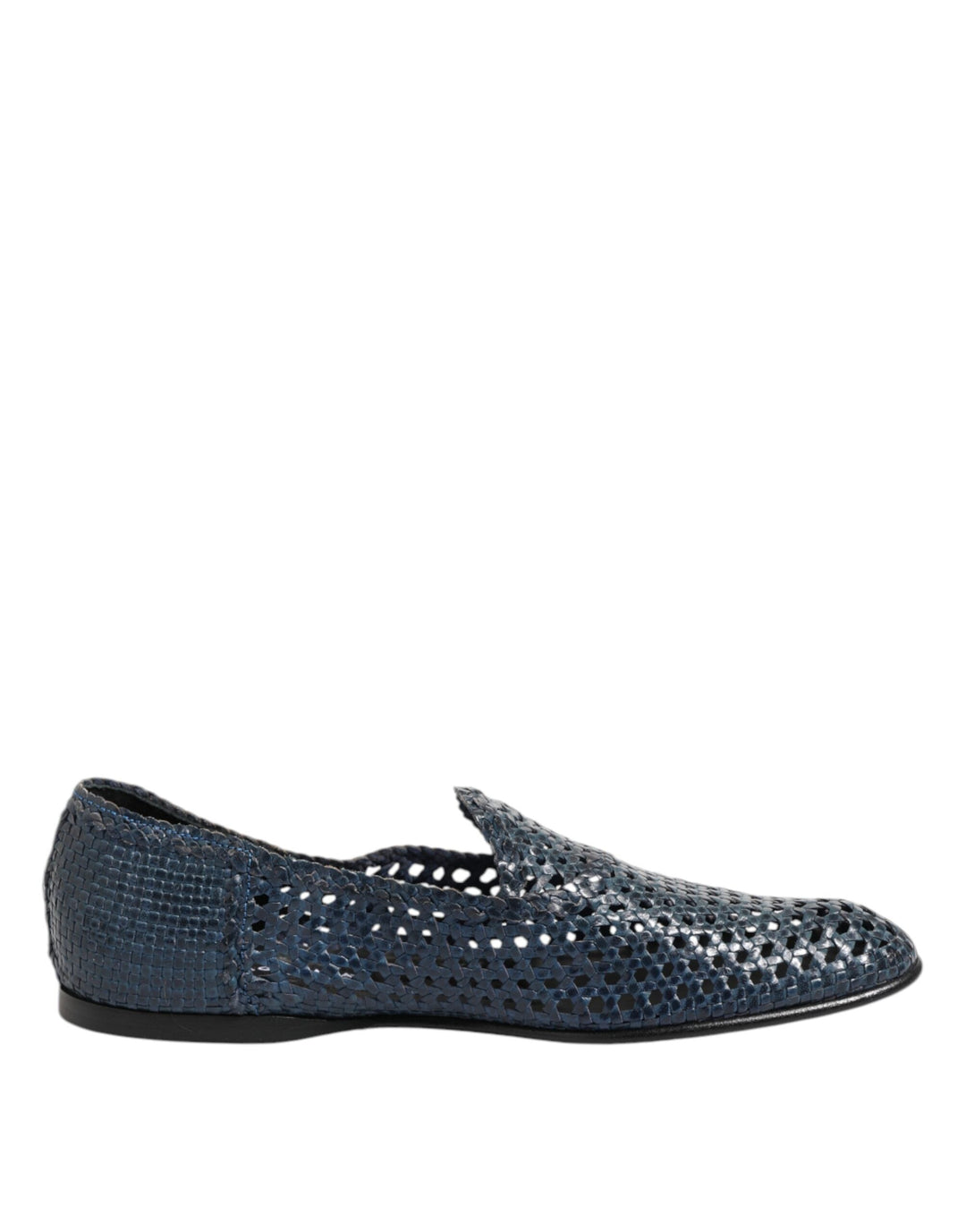 Men’s Dolce &amp; Gabbana Blue Woven Leather Slip on Loafers Shoes