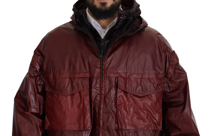 Men’s Dolce &amp; Gabbana Bordeaux Cotton Hooded Full Zip Jacket