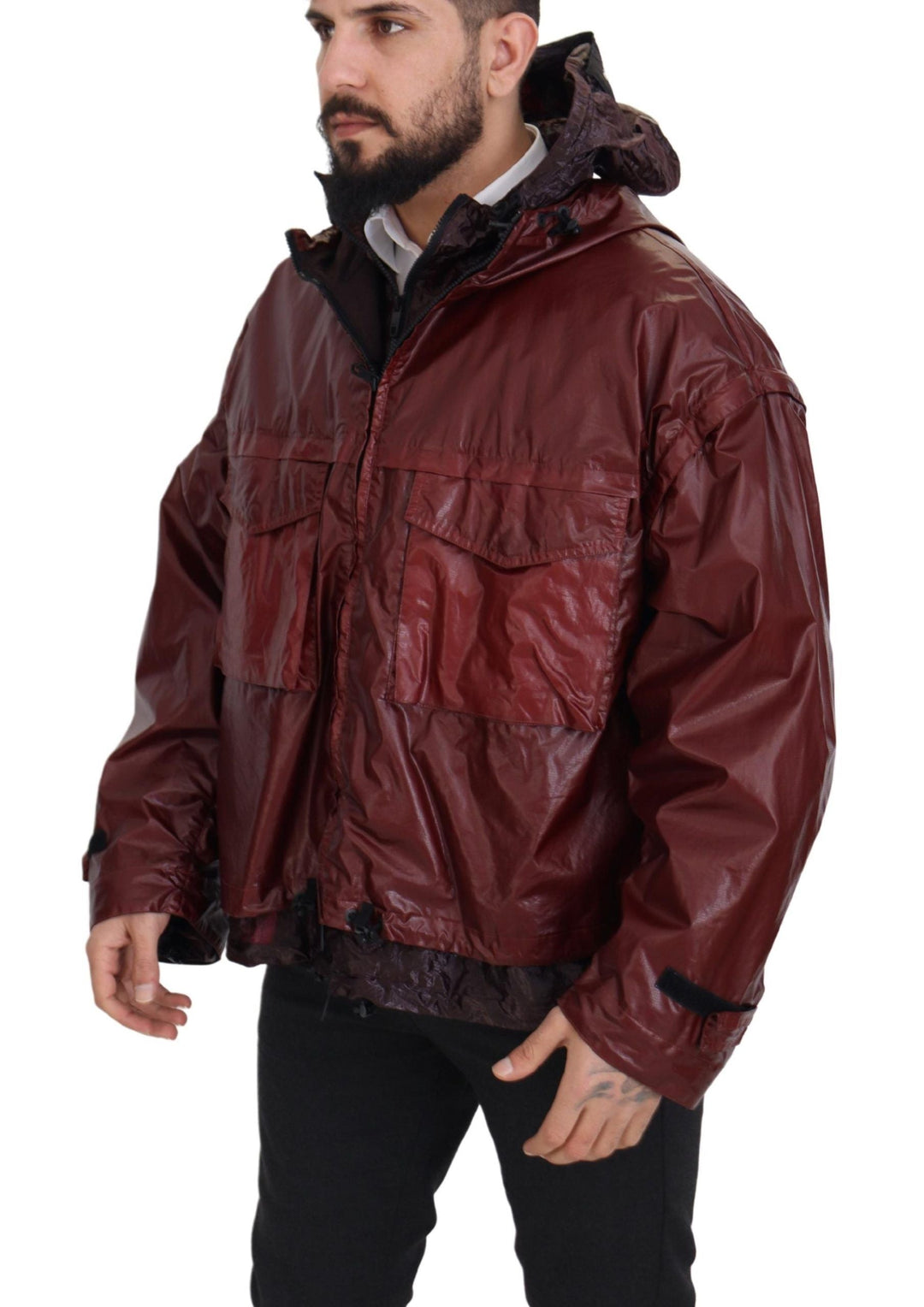 Men’s Dolce & Gabbana Bordeaux Cotton Hooded Full Zip Jacket