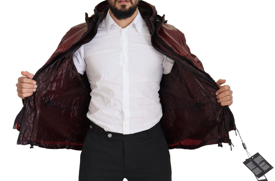 Men’s Dolce &amp; Gabbana Bordeaux Cotton Hooded Full Zip Jacket