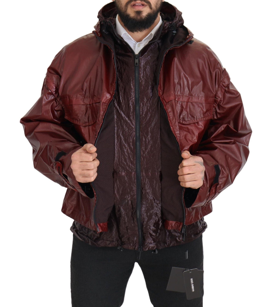 Men’s Dolce &amp; Gabbana Bordeaux Cotton Hooded Full Zip Jacket