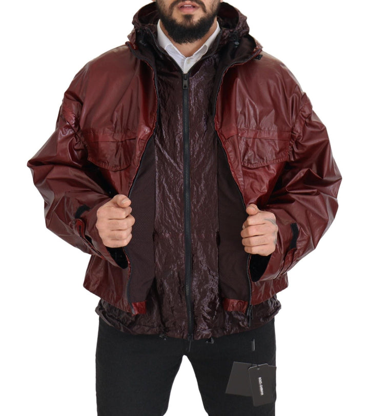 Men’s Dolce &amp; Gabbana Bordeaux Cotton Hooded Full Zip Jacket