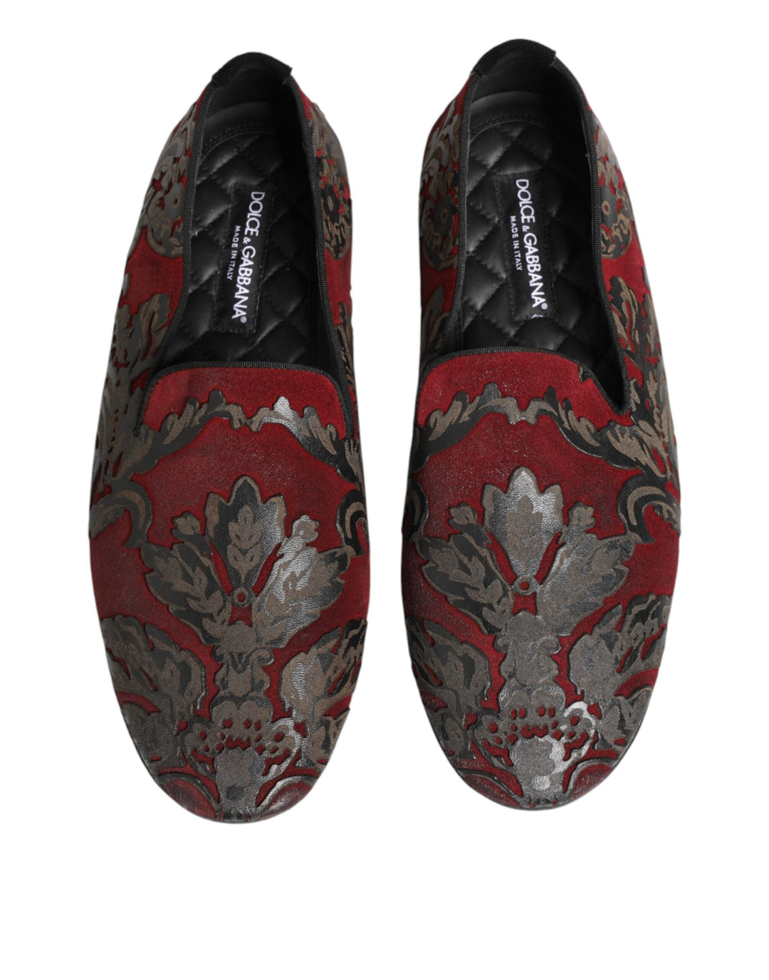 Men’s Dolce &amp; Gabbana Bordeaux Jacquard Leather Slip on Loafer Shoes
