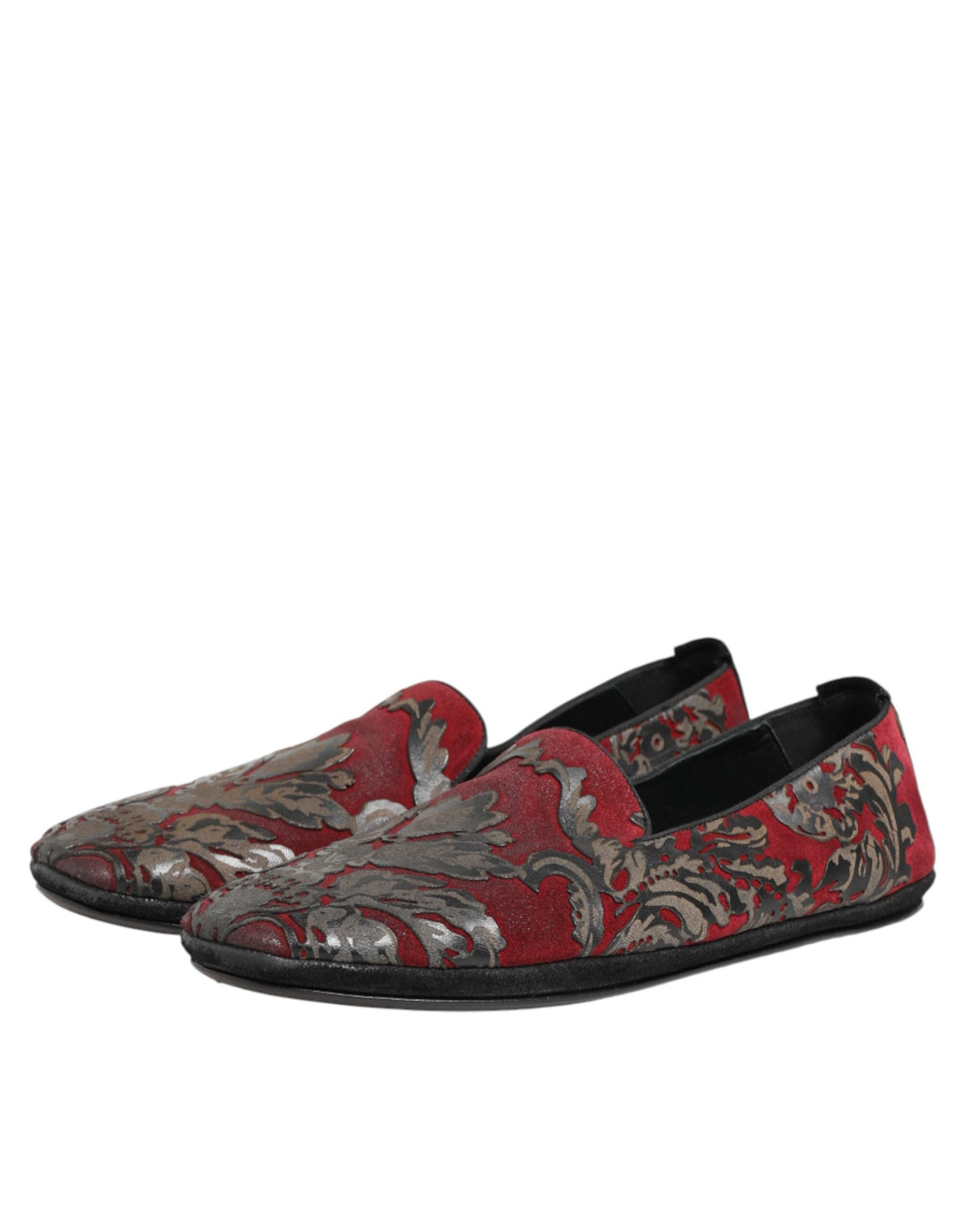 Men’s Dolce &amp; Gabbana Bordeaux Jacquard Leather Slip on Loafer Shoes