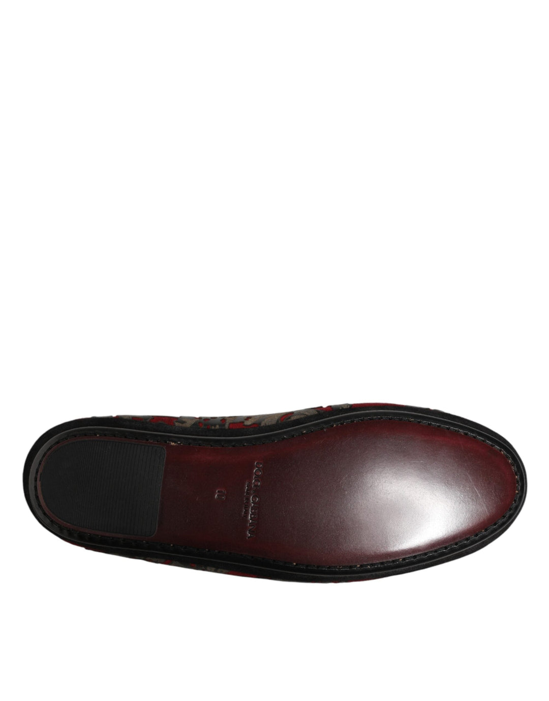 Men’s Dolce &amp; Gabbana Bordeaux Jacquard Leather Slip on Loafer Shoes