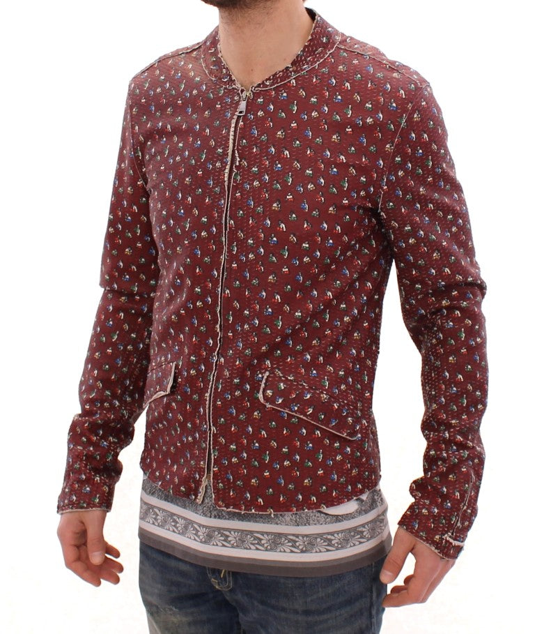 Men’s Dolce & Gabbana Bordeaux Leather Boxer Print Jacket Coat