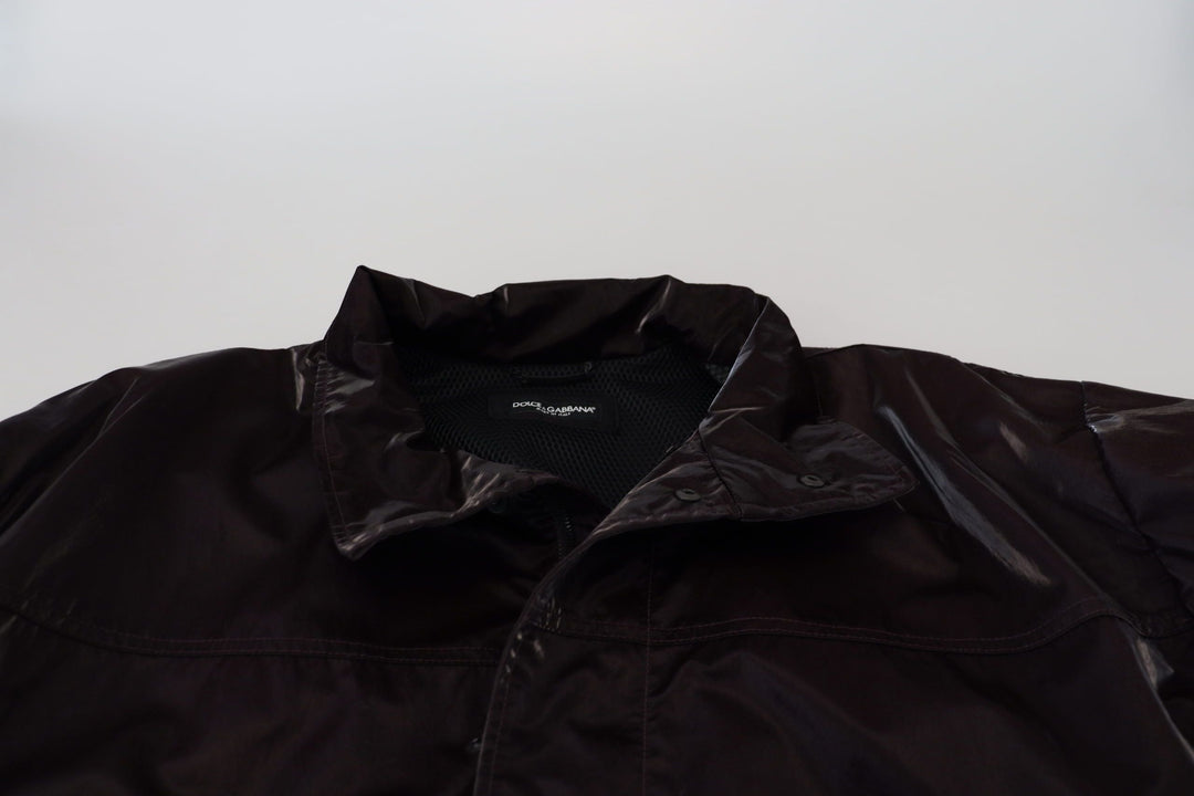 Men’s Dolce &amp; Gabbana Bordeaux Nylon Collared Men Coat Jacket