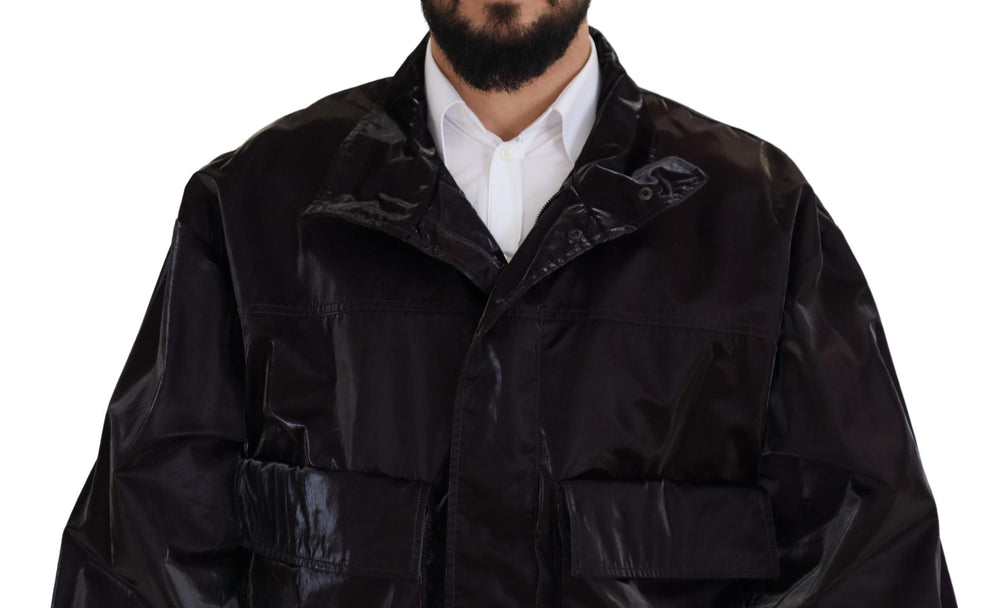 Men’s Dolce & Gabbana Bordeaux Nylon Collared Men Coat Jacket