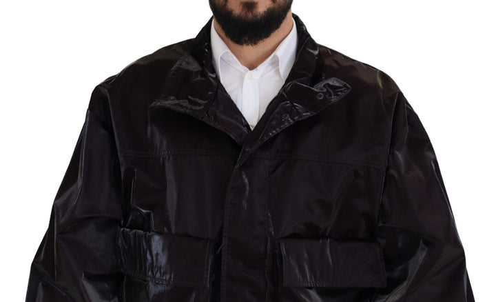 Men’s Dolce &amp; Gabbana Bordeaux Nylon Collared Men Coat Jacket