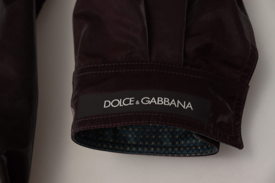 Men’s Dolce &amp; Gabbana Bordeaux Nylon Collared Men Coat Jacket